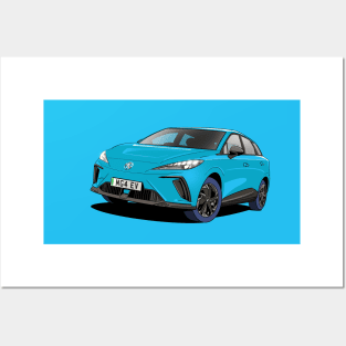 MG4 EV Electric Car in Blue Posters and Art